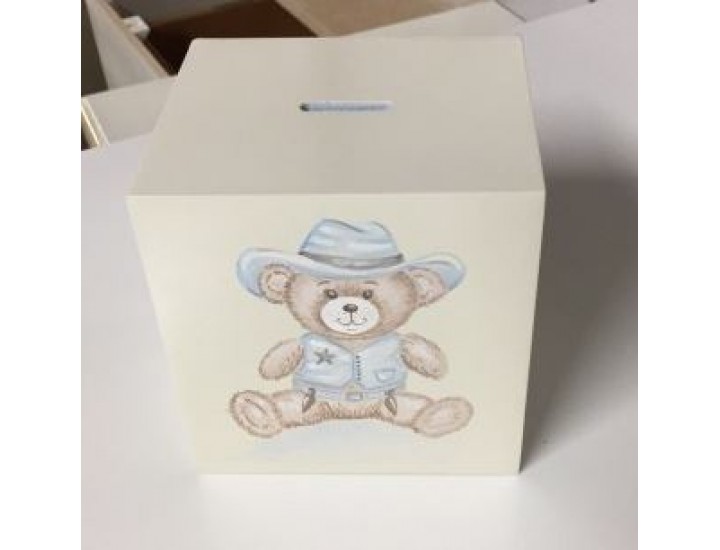 Money Box  With Cowboy Teddy Bear