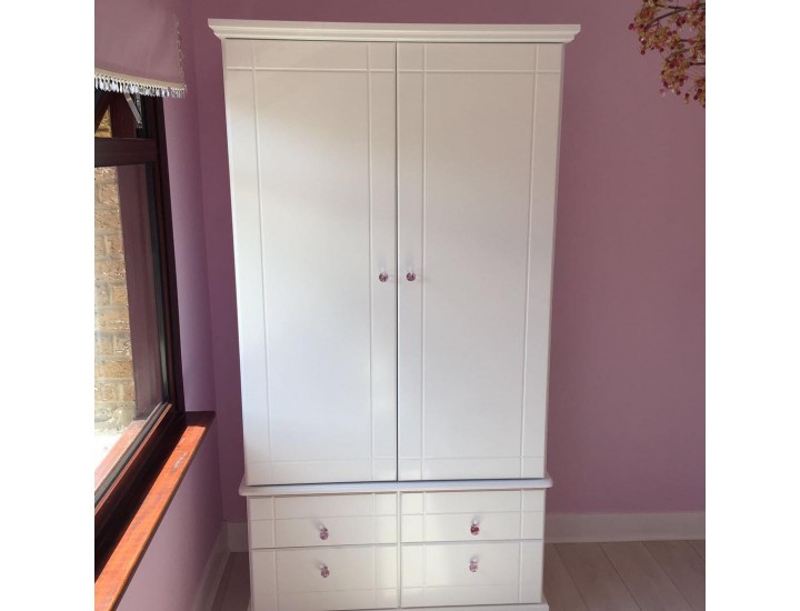 Bespoke New Contempo Style Wardrobe With Pink Crystal Knobs
