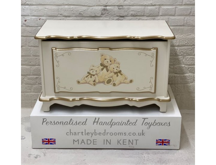 Toy Box With 3 Bears Hand Painted Art