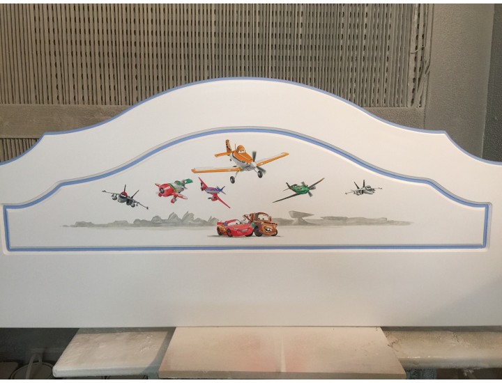 5ft Headboard With Planes And Cars Artwork