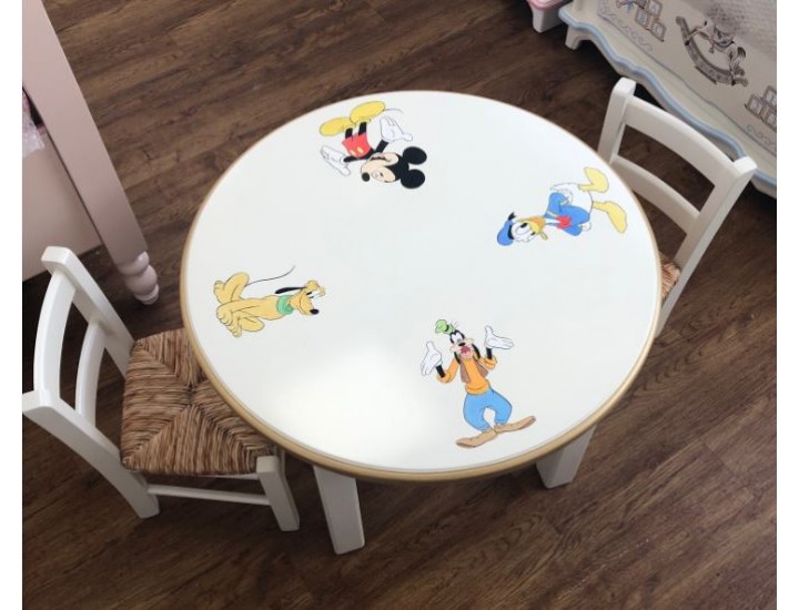 Round Toddler Table & 2 Solid Seated Chairs