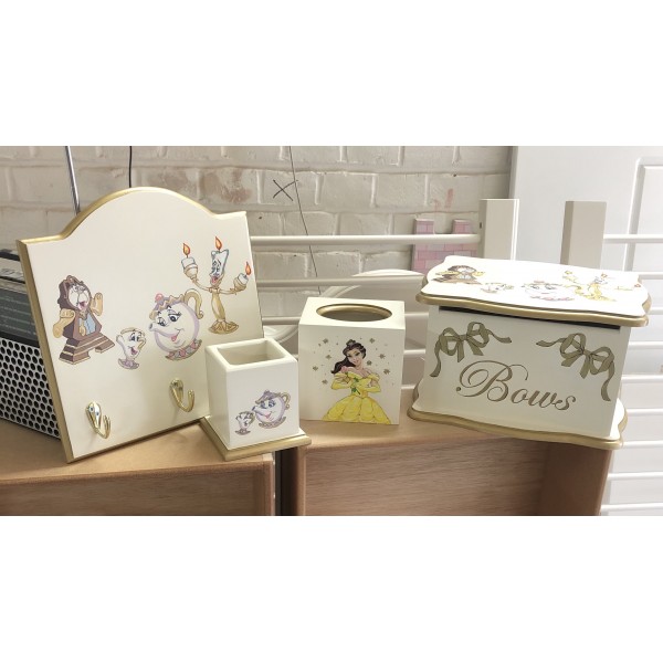 Accessory Set Inc. Bow Box Pencil Pot Tissue Box And Coat Hooks