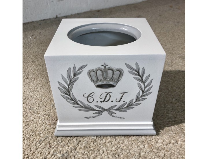 Tissue Box Cover Personalised With Crest And Initials