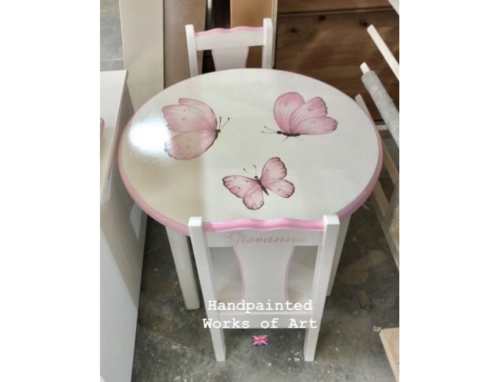 Toddler Table And 2 Chairs With Handpainted Art