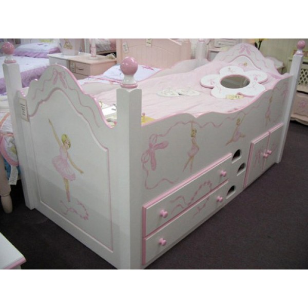 Cabin Bed Ballet & Tiaras White & Pink