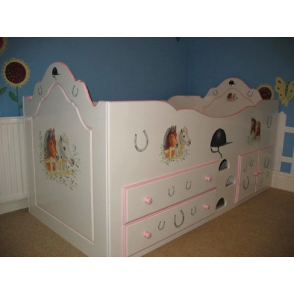 Cabin Bed Pretty Ponies 3ft Drawers & Cupboards