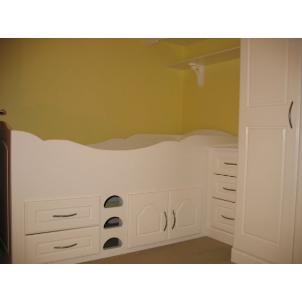 Cabin Bed Joined To Fitted Wardrobe