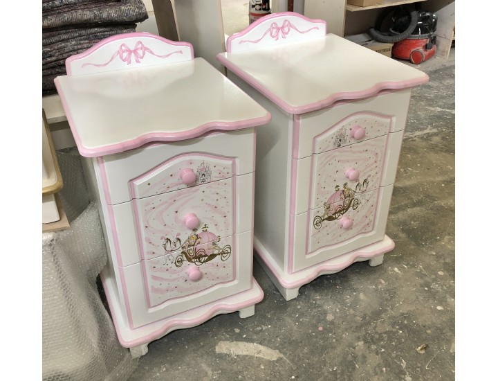 Bedside Cupboards With Hand Painted Carriage Artwork