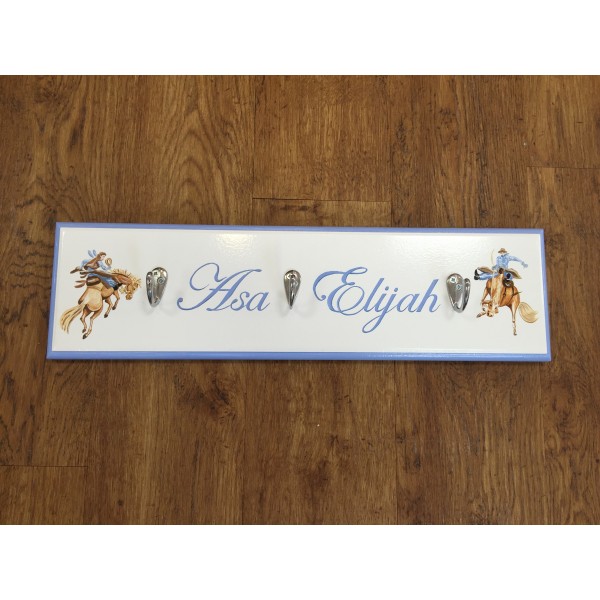 Double Name Coat Hook With Cowboys