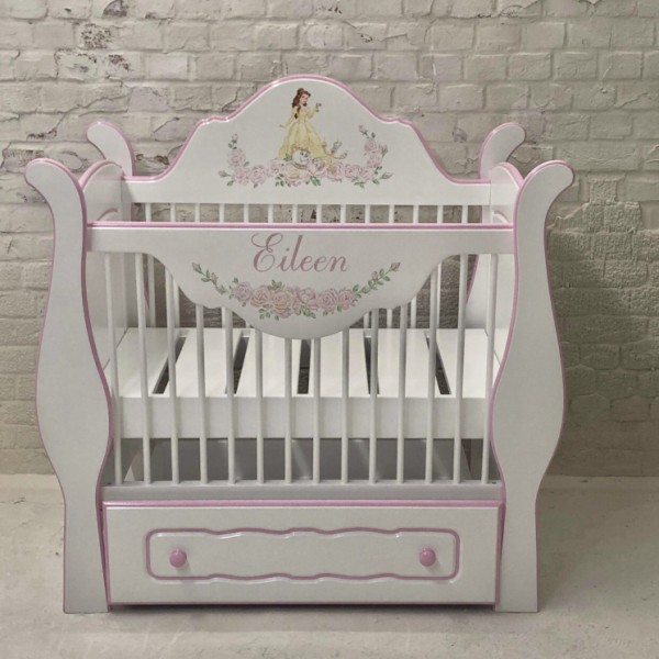 Carriage Cot + Name + Standard Trim + Standard Art + Drawer