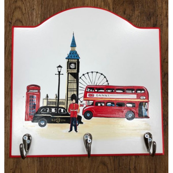 Arched Coat Hook With Hand Painted London Artwork