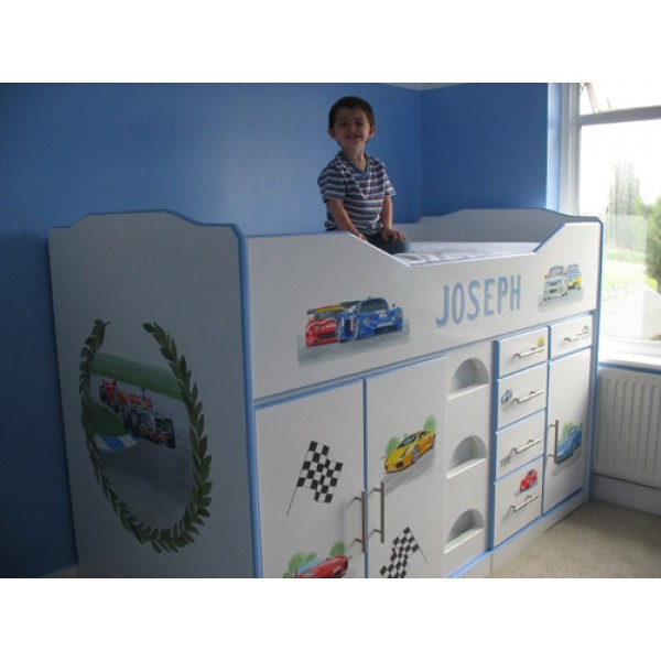 High Sleeper Cabin Bed Hand Painted Grand Prix For Joseph