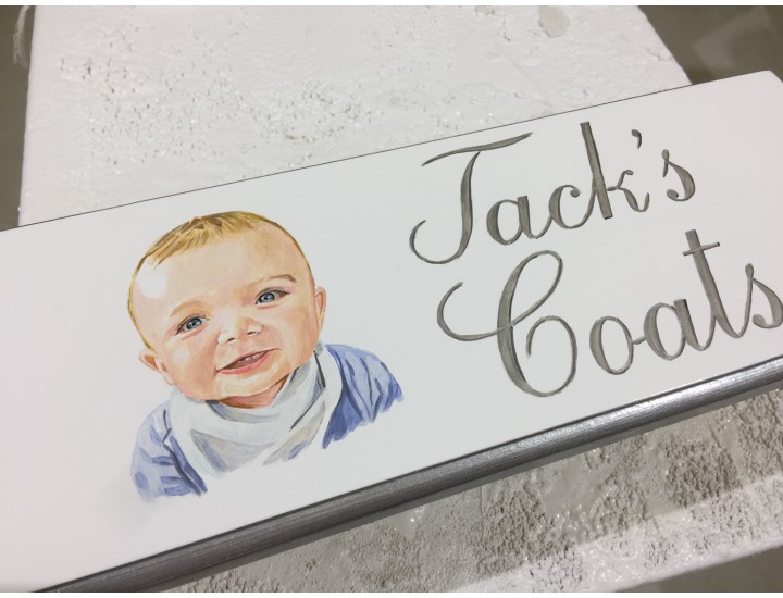 Coat Hook With Portrait And Personalised With Name
