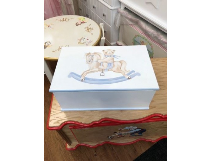 Large Memory Box With Rocking Horse And Bear